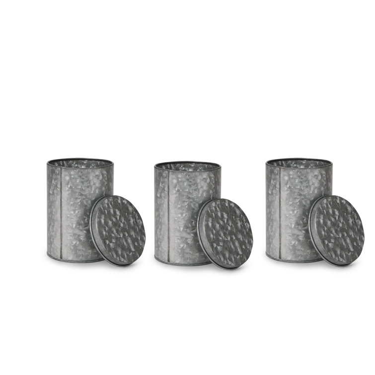 Mind Reader Galvanized Food Storage Containers 3 Piece Kitchen Canister